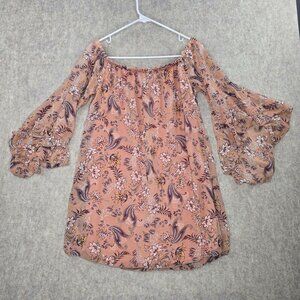 Rue21 Womens Off-The-Shoulder Floral Dress Pink Multi-Color Lightweight Polyeste